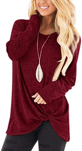 Fashion Long Sleeve Tops Blouse for Women Casual Solid Color Shirts with Plus Size Comfy Size XXL