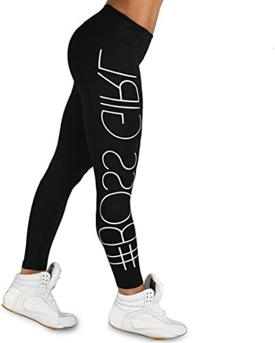 Minisoya Women's Letters Printed High Waist Sports Gym Yoga Pants Gym Running Fitness Leggings Athletic Workout Trousers