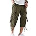 AOYOG Men’s Cargo Shorts 3/4 Relaxed Fit Below Knee Capri Cargo Pants Cotton Army Green