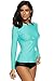 CharmLeaks Womens UV Protection Swim Shirts Modest Bathing Suit Tops Rashguard Aqua 2XL