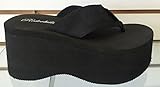 Redvolution Women Wedge Webbing Platform Thong Flip Flops Comy Sandal Shoes Beach T Strap Black