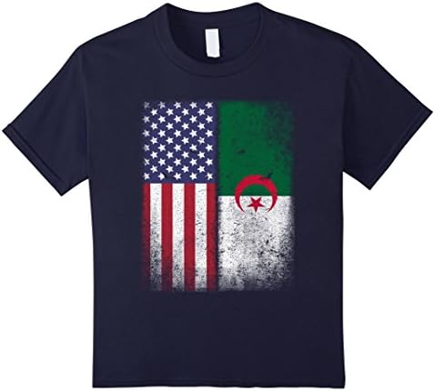 unisex-child American Algerian Flag T-shirt Algeria Pride Heritage Tee 8 Navy