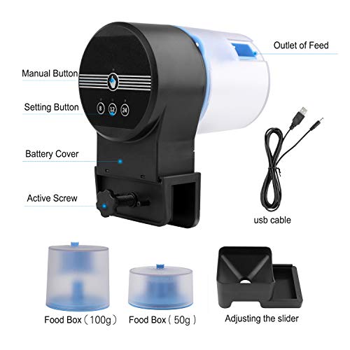 Torlam Auto Fish Feeder, Moisture-Proof Electric Automatic Fish Feeder,Aquarium Tank Timer Feeder Vacation &Weekend 2 Fish Food Dispenser