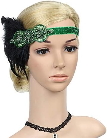 1920s Headpiece Feather Flapper Headband Great Gatsby Headdress Vintage Accessory