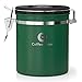 Coffee Gator Stainless Steel Container - Canister with co2 Valve, Scoop and Travel Jar - Medium, Green