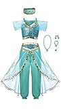 Arabian Princess Girls Costume Outfit, Headband and Jewelry Set, 3T.