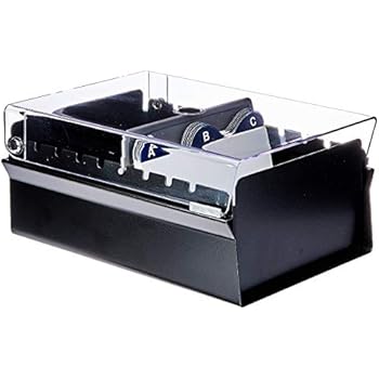 Acrimet 3 x 5 Card File Holder Organizer Metal Base Heavy Duty (AZ Index Cards and Divider Included) (Black Color with Crystal Plastic Lid Cover)