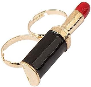 European And American Vintage Original Single Lipstick Lipstick Enamel Gold Double Finger Ring