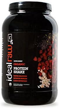 IdealRaw, Organic Protein Shake, Plant Based Protein Powder, 30 Servings (SuperBerry, 30 Servings)