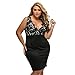 RwalkinZ Women's Plus Size Sexy Dresses Cocktail Crochet Sleeveless Deep V-Neck M-4XL Black
