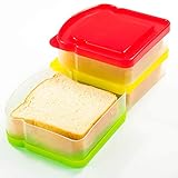 DecorRack 3 Pack Sandwich Containers -BPA FREE- Plastic Sandwich Box for Kids, Food Storage Container for Lunch and Snacks (Assorted)