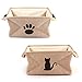 Tosnail 2 Pack Collapsible Jute Storage Bin Nursery Baskets with Leather Handle - Great for Bedroom, Closet, Toys and Cat