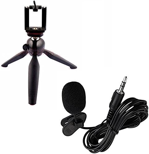 Rextan 228 Mini Portable Mobile & Camera monopod & Professional Mini Lapel Microphone 3.5mm Jack & a Clip on Mic Suitable for iOS & Android Devices