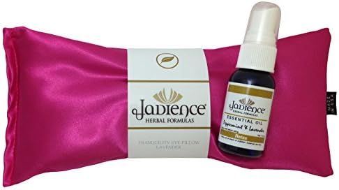 Pink Silk Eye Pillow - Peppermint Lavender Essential Oil Spray | Relieve Stress, Insomnia, Headache, Head Pressure &amp; Tension | Eye Pillows for Yoga | Large Aromatherapy Sleep Mask by Jadience