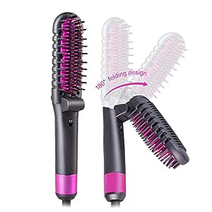 Amazon.com: Cepillo alisador de pelo portátil plegable alisador eléctrico  caliente peine cerámica calefacción anión cuidado del cabello caliente  iónico antiquemaduras sin encrespamiento sedoso 360 ° giratorio cable de  doble voltaje para el