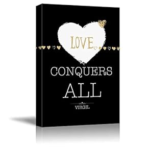 Black and White with Gold Quote - Love Conquers All by Virgil - Canvas Art Home Art - 12x18 inches