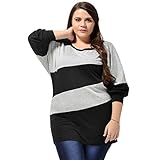 Allegra K Women Plus Size Color Block Dolman Sleeves Scoop Neck Tunic Top