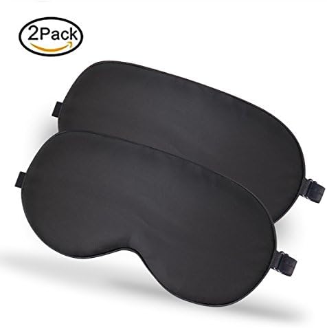 SLMASK Sleep Mask, Natural Silk Eye Mask Eye Cover for Sleeping, Super Soft Sleeping Mask, Night Blindfold Eye Shades with Elastic Adjustable Strap for Home Office Travel for Women Men kids, 2 Pack