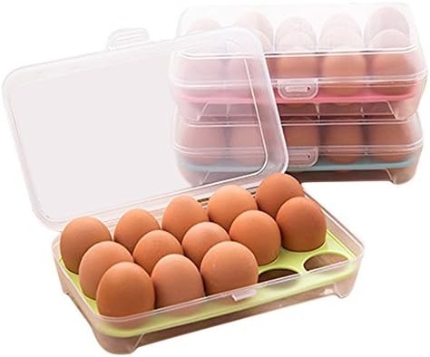 VENMO Refrigerator Eggs Storage Box 15 Eggs Holder Food Storage Container Case (Green)