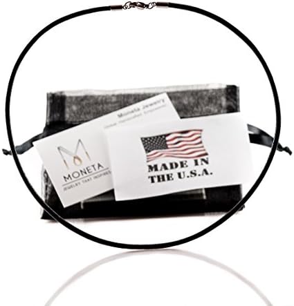 Moneta Jewelry 3mm Black Genuine Leather Necklace, Stainless Steel Clasp, 16-30” Cord, Made in USA