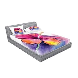 Ambesonne Flower Fitted Sheet & Pillow Sham
