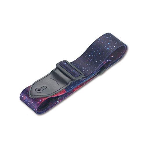 Guitar Strap,Qielizi Guitar Strap with Leather End Length Adjustable 2 Pick Holders & 2 Matching Picks For Electric Guitar, Acoustic Guitar and Bass - Unique Gift For Guitarist(Star Night)