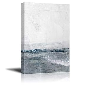 Canvas Wall Art - Abstract Ocean Seascape Painting on The Wall - Giclee Print Gallery Wrap Modern Home Art Ready to Hang - 12x18 inches