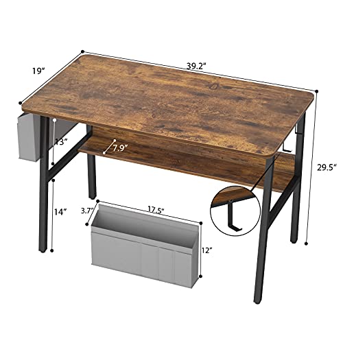 Armocity Computer Desk 40 Inch Writing Desk Table with Storage Bag and