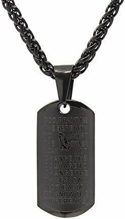 Mens Bible Verse Prayer Necklace Christian Jewelry Stainless Steel Praying Hands dog tags Pendant