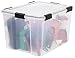 IRIS USA 74 Quart WEATHERPRO Plastic Storage Box with Durable Lid and Seal and Secure Latching Buckles, Clear with Black Buckles, 1 Pack