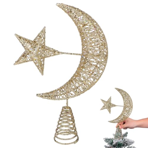 Angoily Star Moon Christmas Tree Topper
