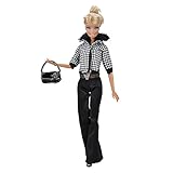 Fashion Winter Barbies Dolls Outfit Clothes Coat+Knitted Pans +Handbag+Shoes for 29CM Dolls