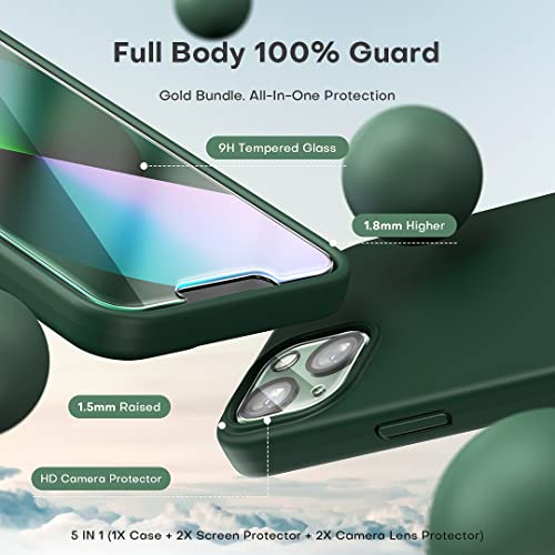 TOCOL 5 in 1 for iPhone 13 Case, with 2 Pack Screen Protector + 2 Pack