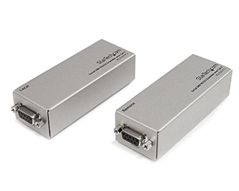 StarTech.com RS232EXTC1GB Serial DB9 RS232 Extender Over Cat 5, Up to 3300 ft (1000 m),Silver