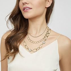 Pearl Necklace Gold Chain Necklace Layered Gold