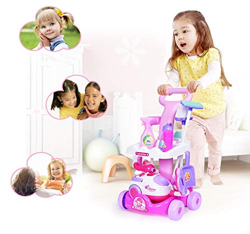 carrito de limpieza con aspirador de juguete