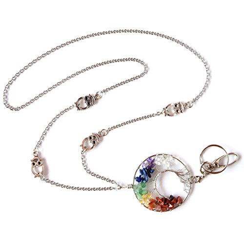 Crimmy Fashion Lanyard for Women, Tree of Life Pendant Necklace Badge Holder, Stainless Steel ID Holder
