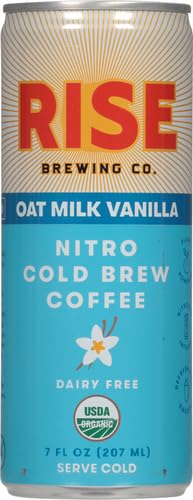 RISE BREWING CO. | VANILLA OAT MILK NITRO COLD BREW COFFEE | NO SUGAR ADDED & NO DAIRY | ORGANIC & NON-GMO | LOW ACIDITY & VEGAN | 7 FL. OZ. CANS