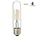 LED2020 LED T10 Filament Light Bulb, 120VAC, Soft White (2700K), 4.5W to Replace 60W Incandescent Bulbs, E26 Base, Dimmable, Clear Bulb, UL Certified