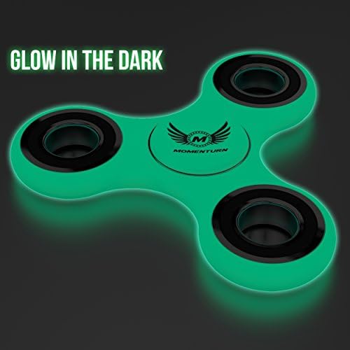 Glow In Dark Fidget Spinner - Green Tri-Wing Lightweight EDC | Focus &amp; Stress Relief Hand Toy | Durable Drop-Resistant ABS | Balanced Smooth &amp; Stable Finger Spin, No Wobble | Prime By Momenturn
