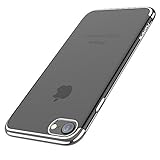 FLOVEME for iPhone 7/ iPhone 8 Slim Fit Soft TPU Cover Surrounding Border Colorful Gradient Change Ultra Thin Lightweight Electroplating Anti-Drop Clear Soft Cover Holder, Transparent Sliver