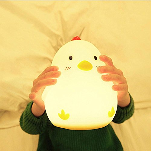 image for Wake Up Light Alarm Clock ,Aolvo Silicone Cute Creative Chicken Touch 