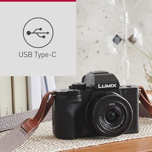Lumix DC-G100DKEGK Micro Four Thirds spiegellose Kamera mit Lumix G Vario 12-32 mm F3.5-5.6 Objektiv, 20,3 MP, 4K 30p & FHD 60 Video, Vlogging-Cam, Freiwinkel-Monitor, USB-C-Ladung, Schwarz