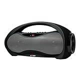 AXESS SPBT1052 Bluetooth Wireless Media Speaker with Built-In Rechargeable Battery FM Radio Hands Free Calling and Aux-In Silver