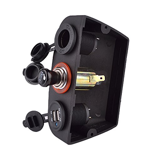 Iztoss 12-24V Two Marine Cigarette Lighter Splitter Power Adaptor Sockets and usb charger - Thumbnail 2