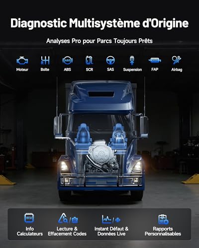 TOPDON ArtiDiag HD Truck Diagnostic Case, Heavy Weight Diagnostic Tool & Complete Diagnostic System, 10 Resets, DPF Regeneration and Reset, OBD/EOBD HD, for Trucks