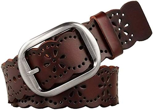 Genuine Leather Hollow Flower Wide Belt for Jeans Pants JASGOOD Women main image 4