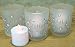 Decorative Glass Votive Holders - Faith Hope Love Frosted Glass Candle Holders - Silver Glitter Hearts & Crystals - Set of 3 Assorted - Three Flameless Flickering LED Candles Included
