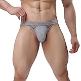 Nacome Men Cotton Briefs Breathable Soft Bulge Panties Underwear (Gray, XL)
