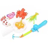 Emorefun Hook Fishing Toy Playset Various Fish and Crab Model Pretend Play Fun Bath Toy Basic Educational Development Table Game Birthday Gift Toy for Kids,Baby Toddlers